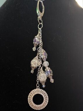 Silver Tone Crystal Dangle Pendant Necklace - Silver-Tone NWOT